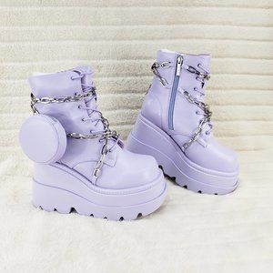 Cape Robbin Lilac Platform Ankle Boots with Chain Detail